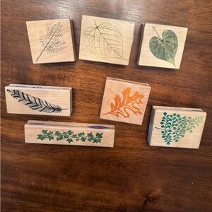 Natural Leaf Wooden Stamps Set